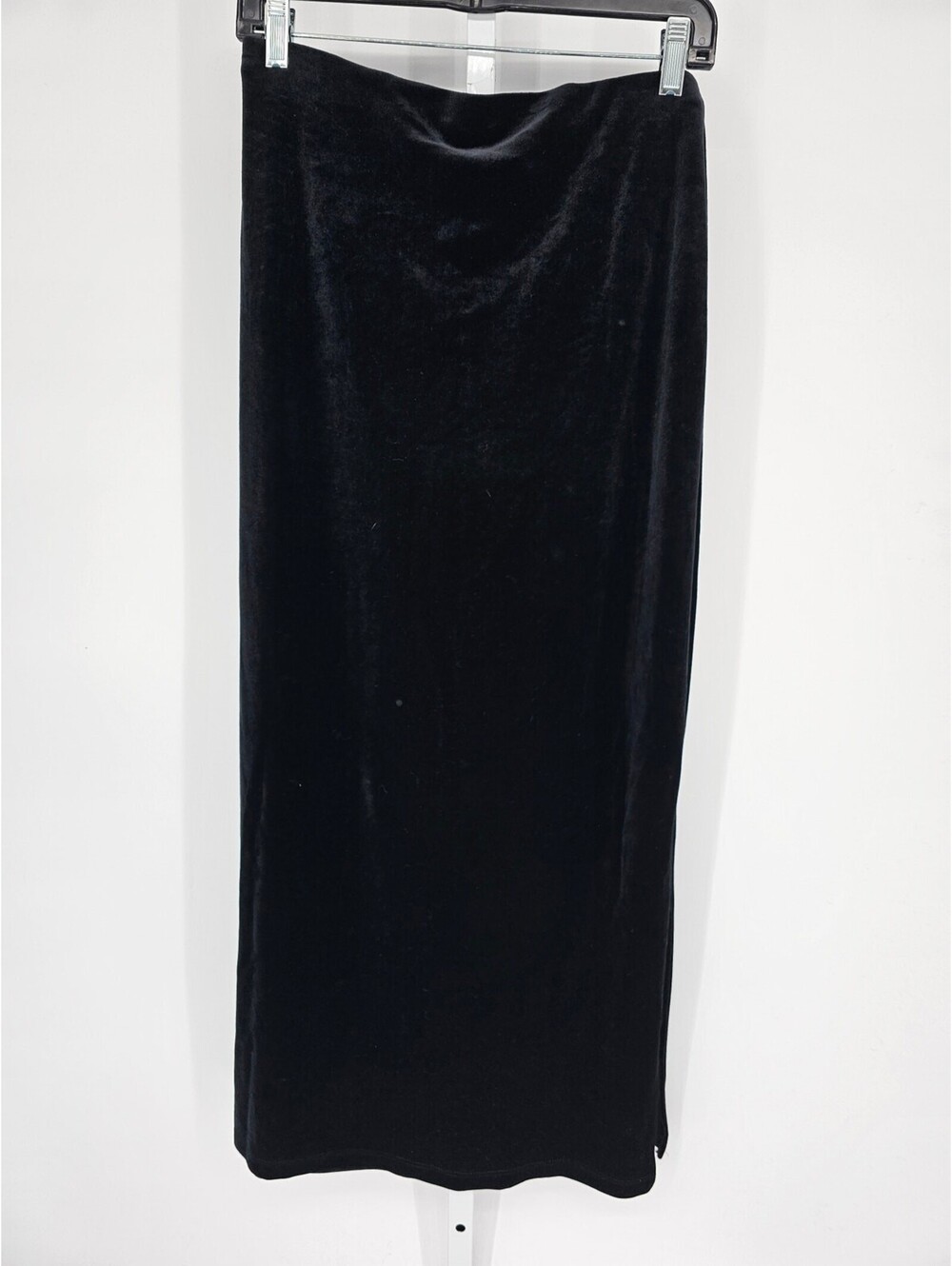 Willi Smith Women's Sz L Black Velvet A-Line Maxi Skirt